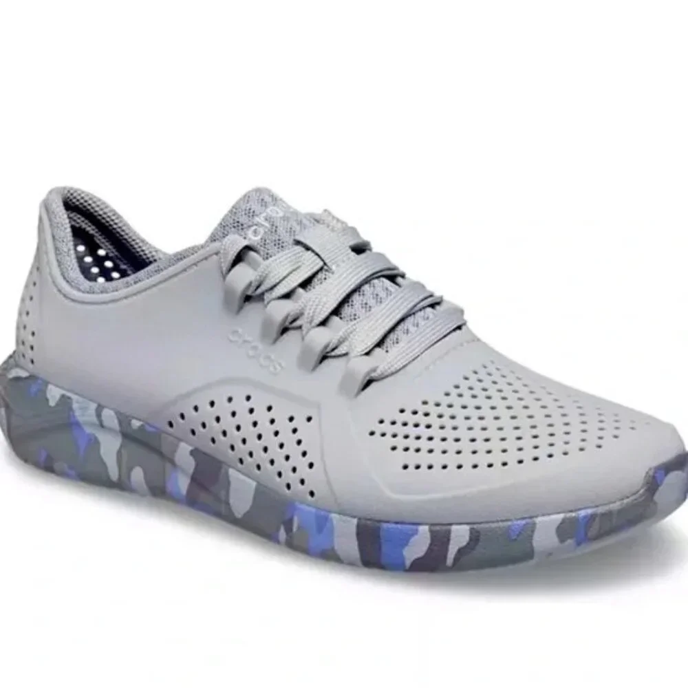 NEW Crocs Literide Camo Outsole Lace Up Rubber Rain Cushioned Sneakers Shoes